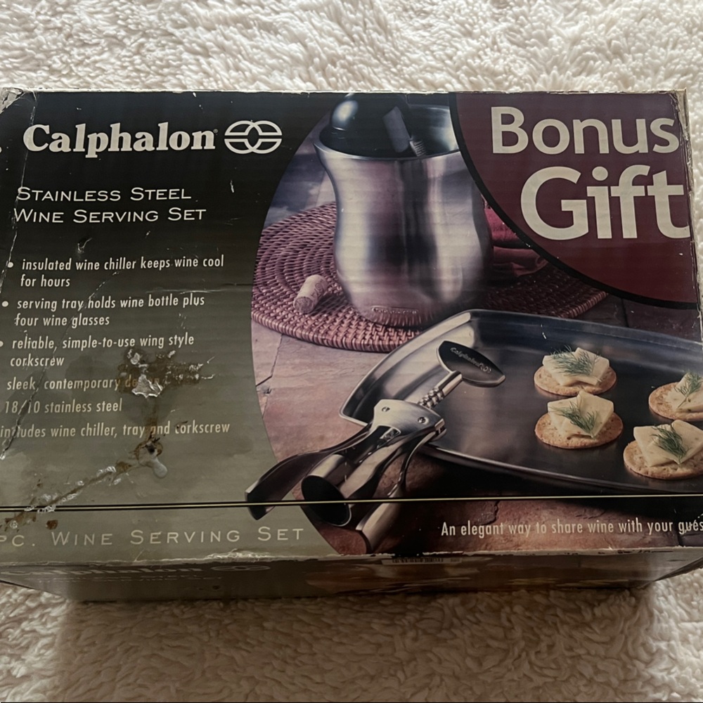 Calphalon stainless steel Serving Tray,wine chiller,
Corkscrew